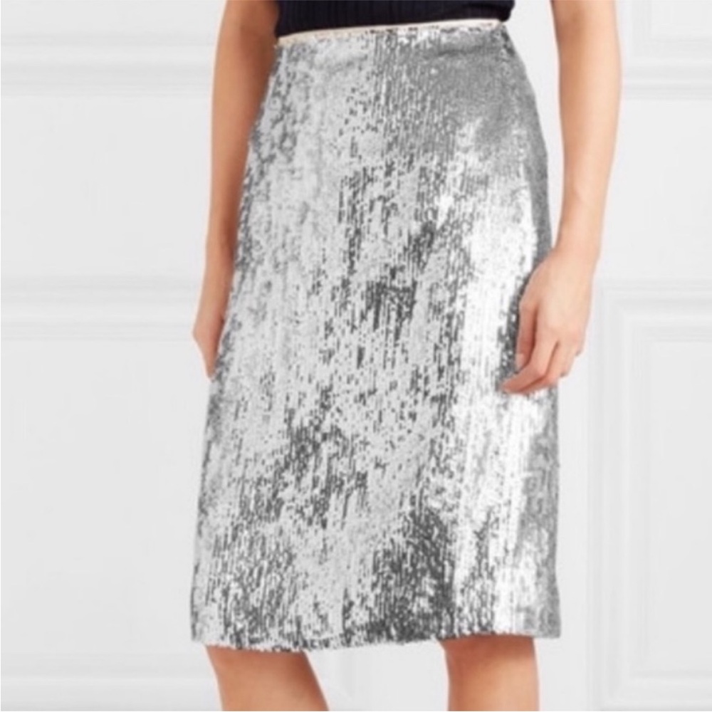 J.Crew Silver Sequin Pencil Skirt